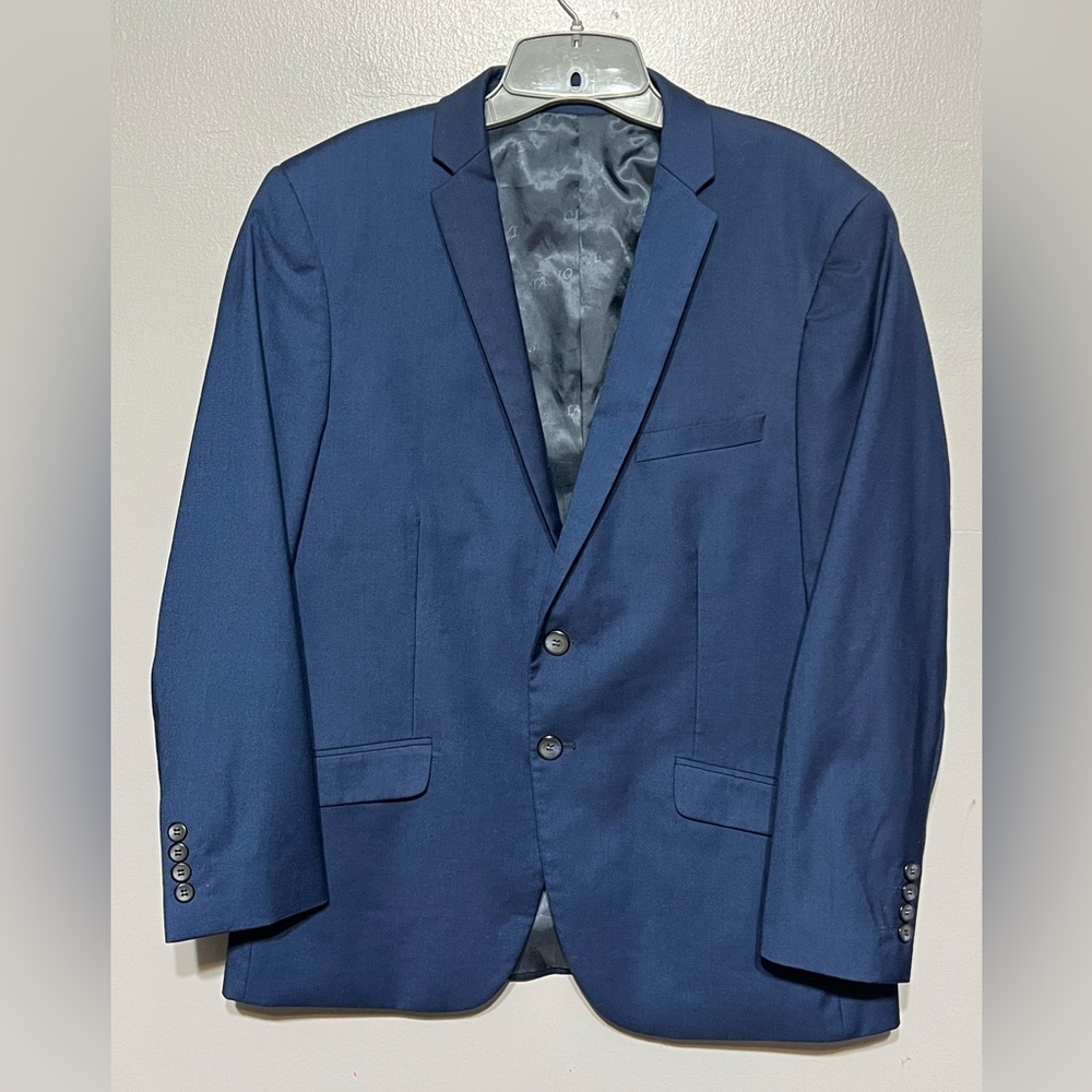Tazio Men’s Slim Fit Blue Blazer 40S Single Breasted Silk Lined Sport Coat